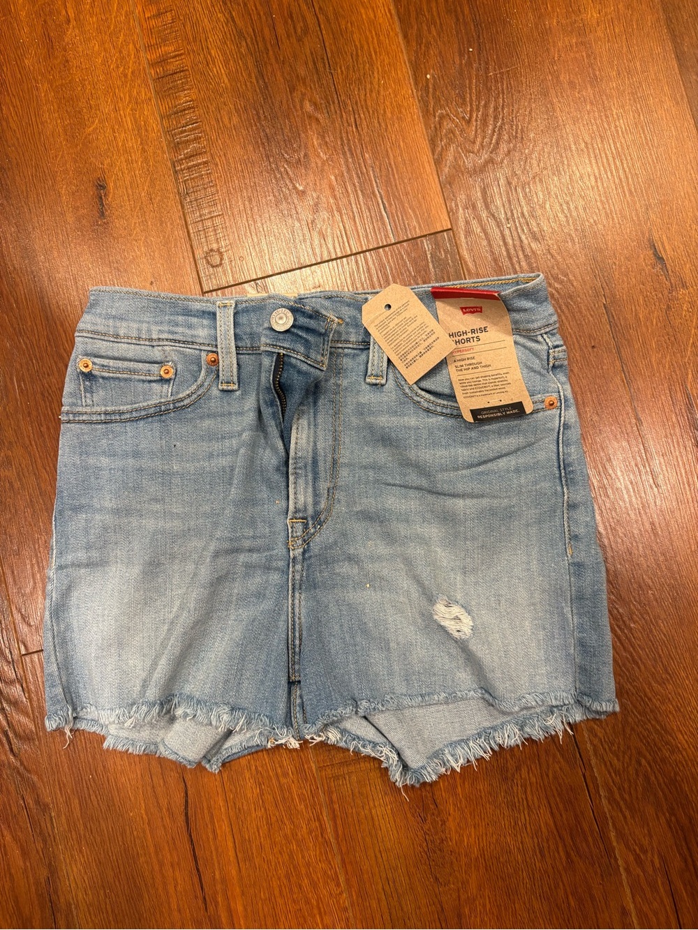 Levi's Light Blue High-Rise Denim Shorts with Red Tag